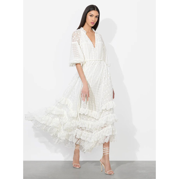 Alice + Olivia ALYCEN EYELET MAXI DRESS M - Picture 6 of 12